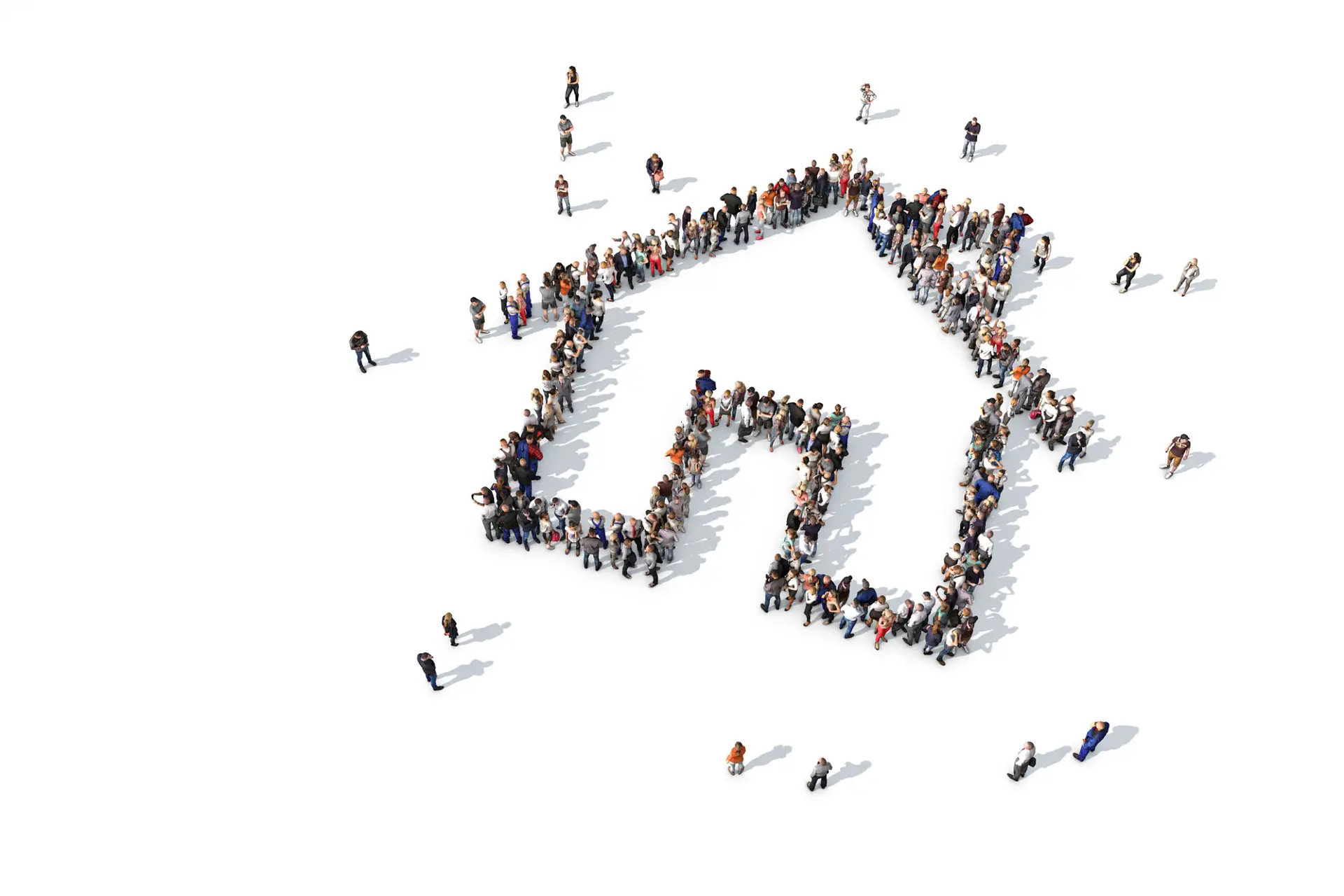 Large Collection Of People Grouped Together To Form A House Icon