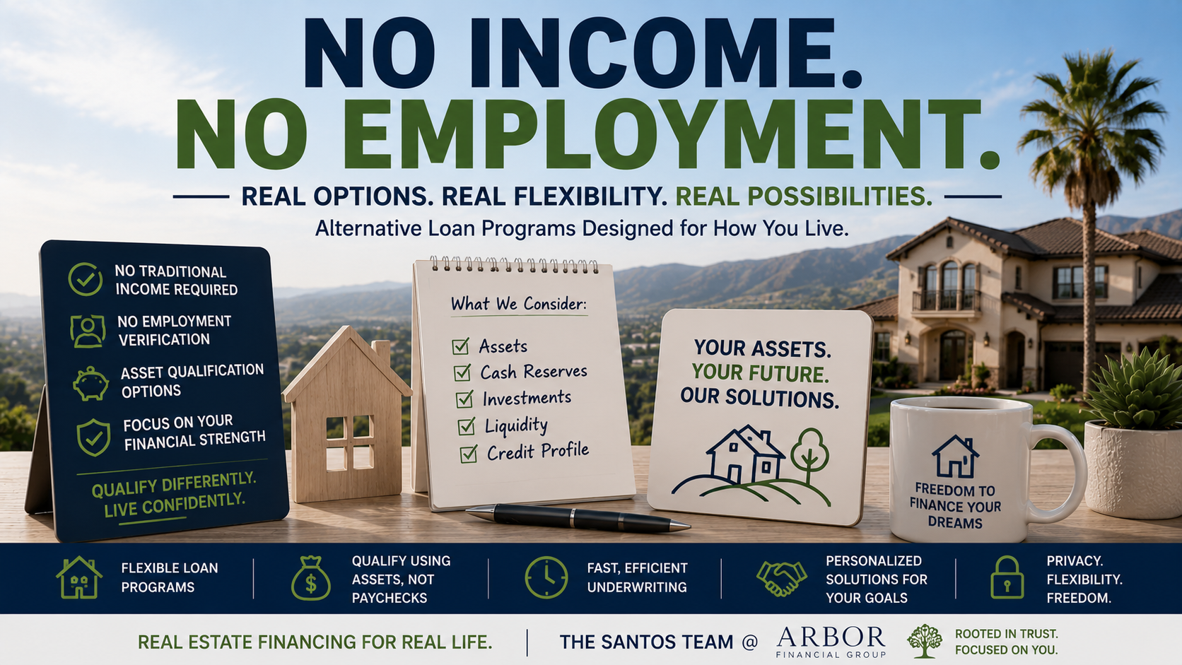 No income and no employment mortgage programs offering alternative financing options for qualified borrowers in the Temecula Valley.