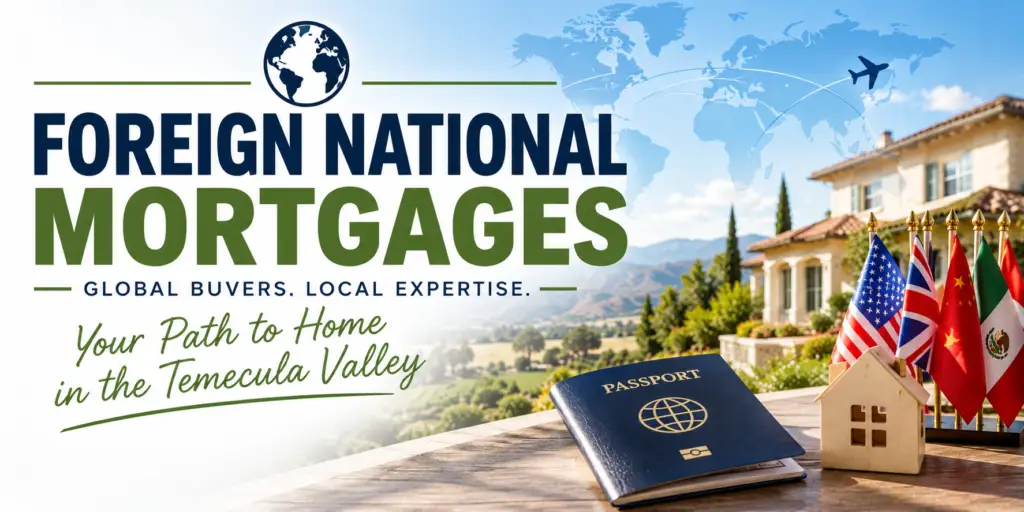 Foreign national mortgage financing for international buyers purchasing property in the Temecula Valley.