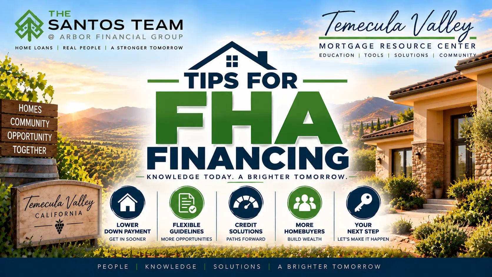Tips for FHA financing in the Temecula Valley covering down payment, flexible mortgage guidelines, credit, and homebuyer opportunities.